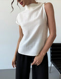 Damen Elegantes kurzärmliges Blusenshirt mit Stehkragen R&B