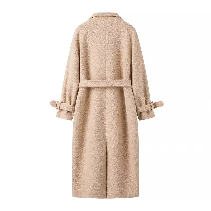 Damen elegante Wollmantel mit Gürteldetail R&B