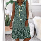 Damen luftiges Freizeitkleid mit verspieltem Blumenmuster und fließender Silhouette