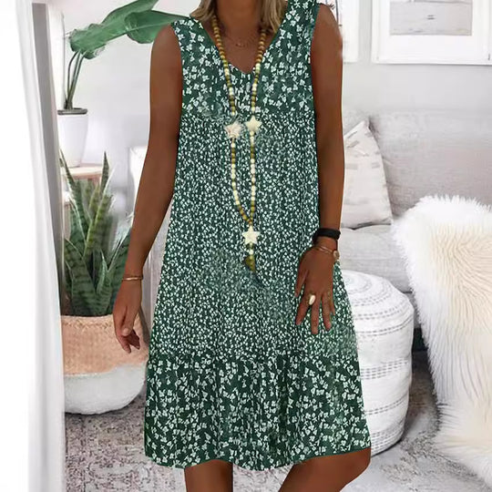Damen luftiges Freizeitkleid mit verspieltem Blumenmuster und fließender Silhouette R&B