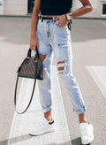 Damen Ripped Boyfriend Jeans im lässigen Vintage-Stil mit hohem Bund