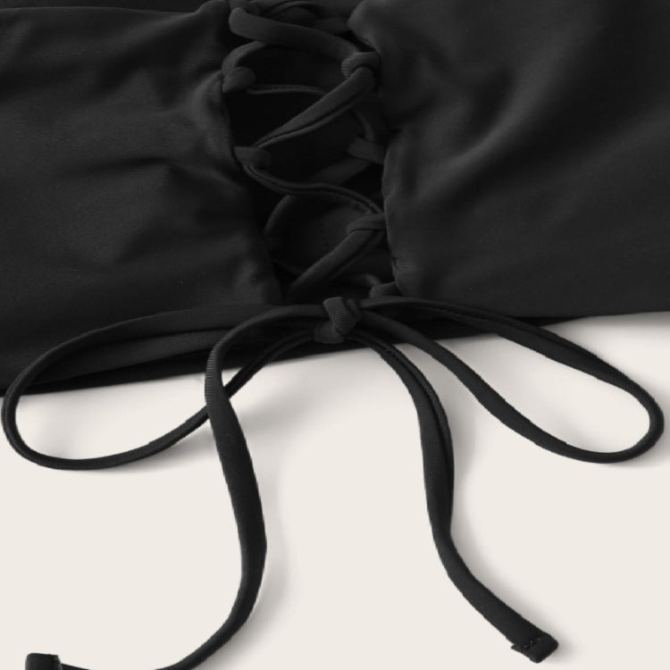 Damen Bandeau-Bikini mit hochgeschnittenem Unterteil