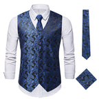 Herren elegante Weste mit feinem Paisleymuster und passendem Krawatten-Set