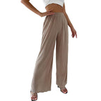 Damen elegante Plissee-Hose mit weitem Bein und elastischem Bund R&B