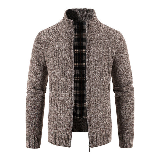 Herren Strickjacke mit hochschließendem Kragen und strukturiertem Design R&B