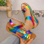 Damen Wedge-Sandalen mit floralem Akzent und komfortabler Fußbettung R&B