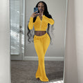 Damen Komfortables Lounge-Set aus weichem Veloursstoff mit Zip-Oberteil und weitem Bein R&B