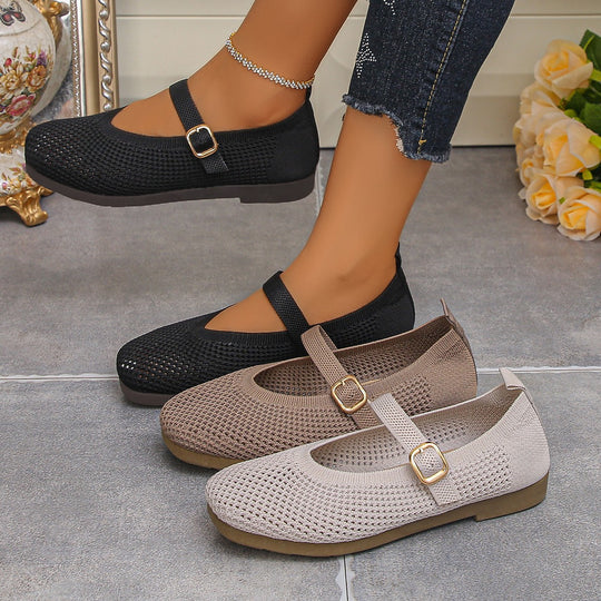Damen Bequeme und atmungsaktive Ballerinas mit dekorativem Riemen R&B