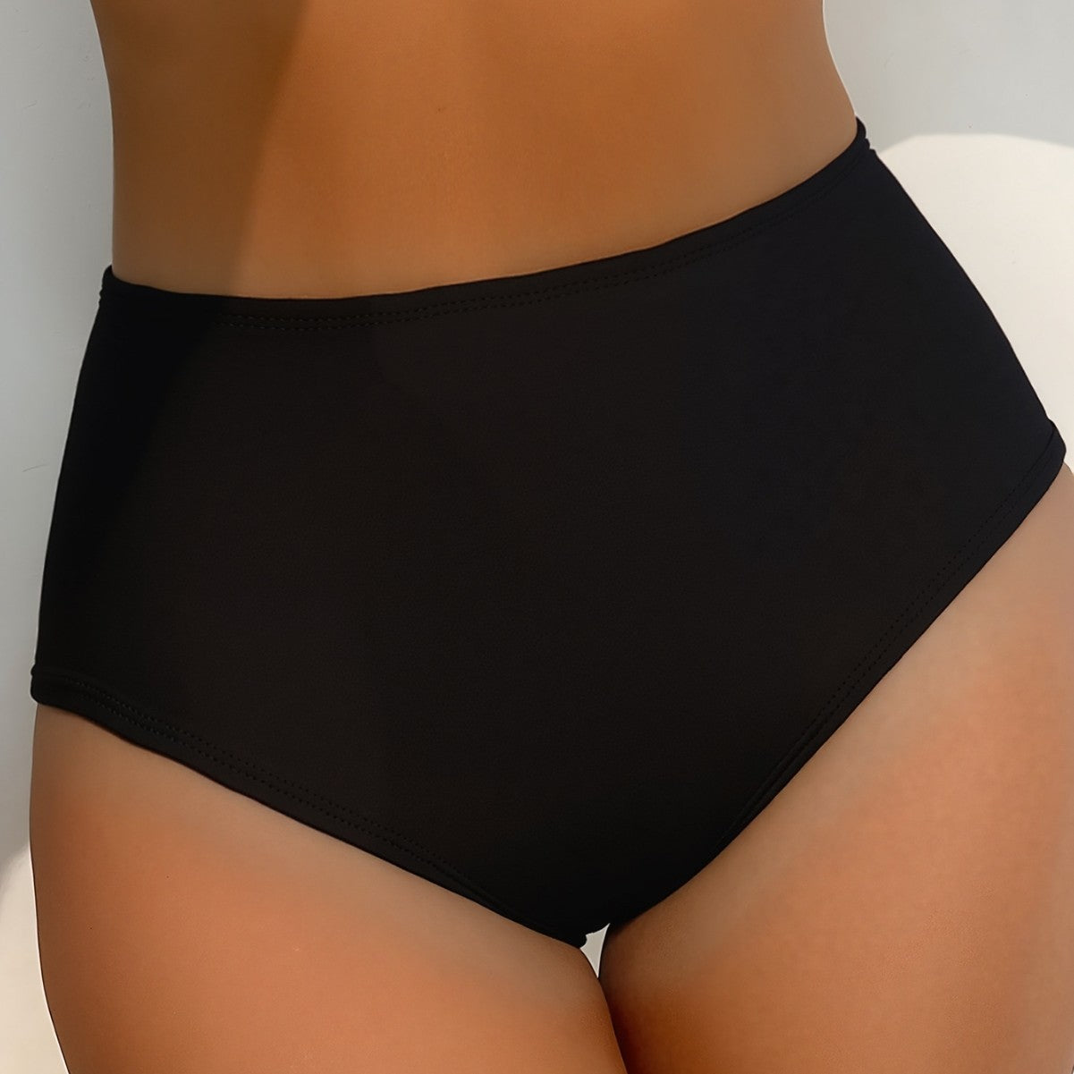 Damen Hochtaillierte Bikini-Hose mit vielseitigem Raffungselement und figurformendem Schnitt R&B