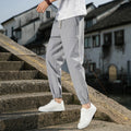 Herren nan tapered Leinen-Baumwoll-Jogger mit Kordelzug, elastischem Knöchelbündchen und schlanker Silhouette R&B