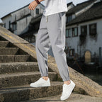 Herren nan tapered Leinen-Baumwoll-Jogger mit Kordelzug, elastischem Knöchelbündchen und schlanker Silhouette R&B