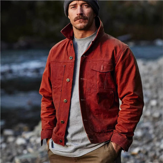 Herren leichte Utility-Jacke mit praktischen Taschen und stylischem Stehkragen R&B