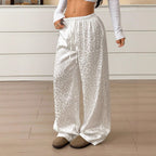 Damen Lässige Palazzo-Hose mit elastischem Bund und trendigem Leopardenmuster