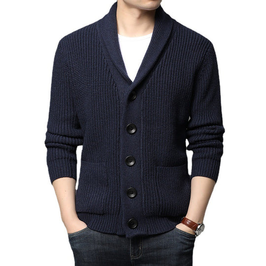Herren Strickjacke mit Schalkragen und praktischen Taschen R&B
