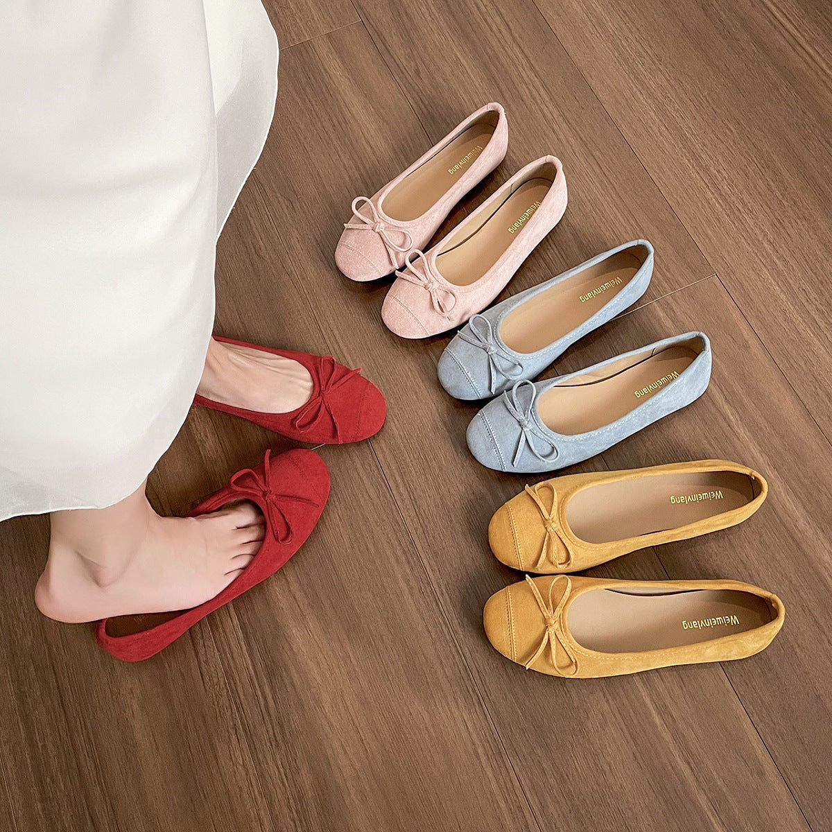 Damen Ballerinas mit süßem Schleifendetail