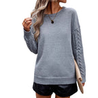 Damen gemütlicher Pullover mit detailreichen Strickärmeln R&B