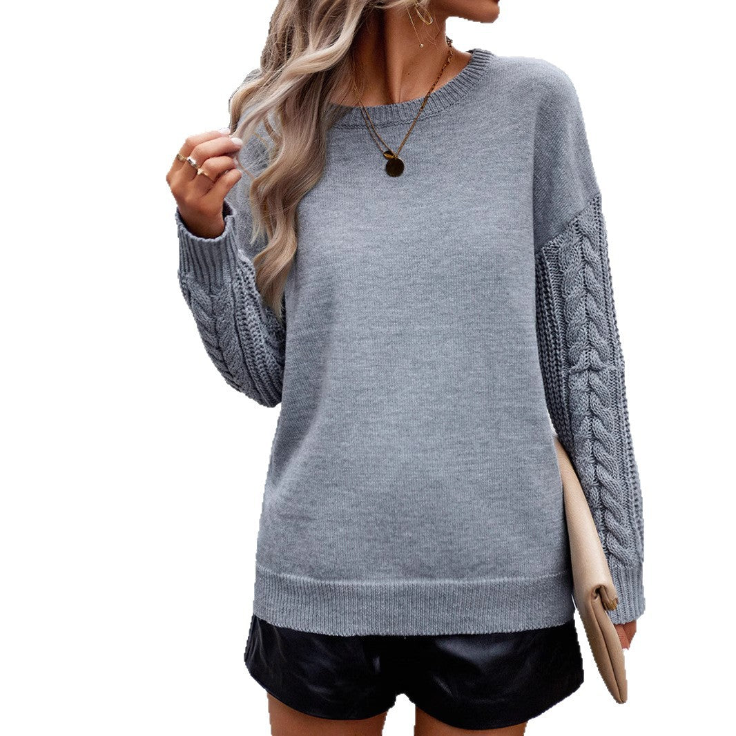 Damen gemütlicher Pullover mit detailreichen Strickärmeln R&B