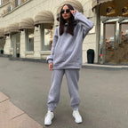 Damen lässiges Hoodie-Set mit elastischer Taillierung und praktischen Taschen R&B