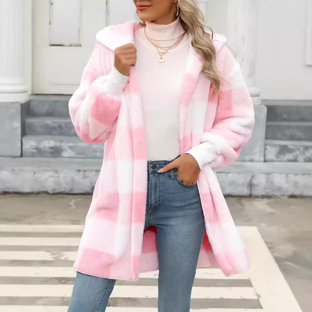 Damen Kuschelige Wolljacke mit Karomuster R&B
