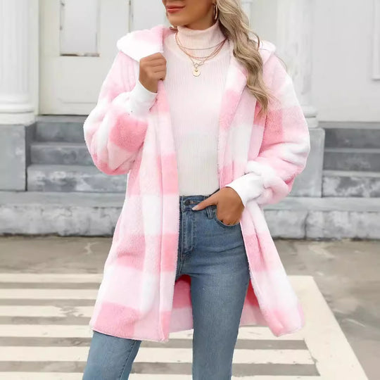 Damen Kuschelige Wolljacke mit Karomuster R&B