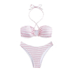 Damen Push-Up Bikini mit verstellbaren Trägern und modischem Streifendesign R&B