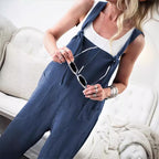 Damen Jumpsuit mit praktischen Taschen und verstellbaren Trägern R&B