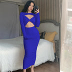 Damen Elegantes asymmetrisches Maxikleid mit Cut-Out-Details R&B