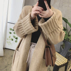 Damen Oversized Strickmantel mit praktischen Taschen und tiefem V-Ausschnitt R&B