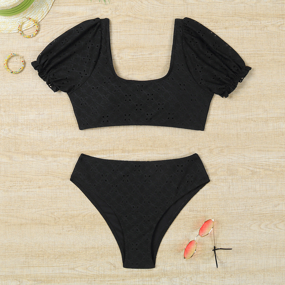 Damen Bikiniset mit Puffärmeln und floralen Details R&B