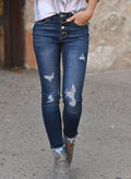 Damen Skinny-Jeans mit hohem Bund und distressed Details