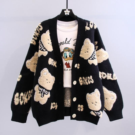 Damen Kuscheliger Cardigan mit Bärenmotiv R&B
