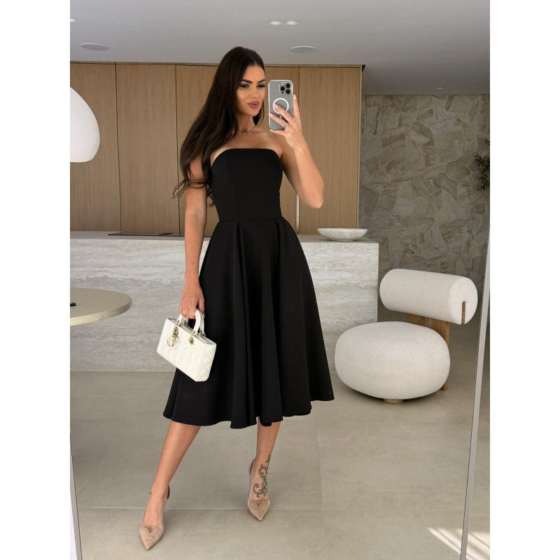 Damen elegantes Cocktailkleid mit trägerlosem Design R&B
