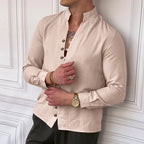 Herren Langarm-Hemd mit modernen Knopfdetails und zeitlosem Design R&B