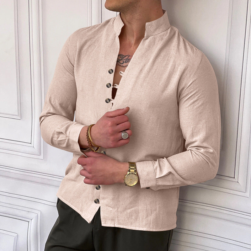 Herren Langarm-Hemd mit modernen Knopfdetails und zeitlosem Design R&B