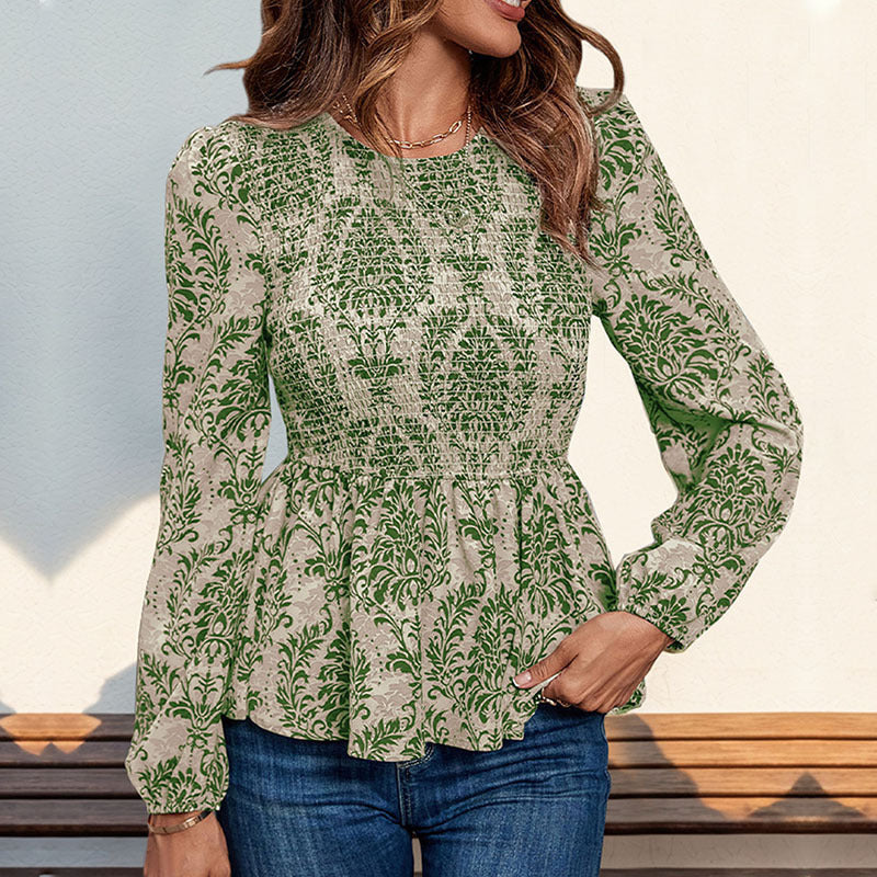 Damen Oberteil mit floralem Design und gerafftem Saum R&B