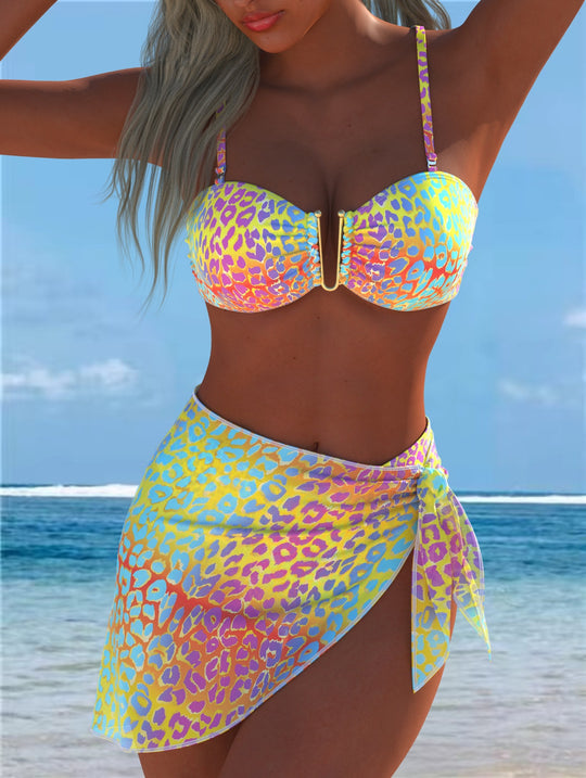 Damen Bikini-Set mit elegantem Balconette-Oberteil und modischem Wickelrock R&B