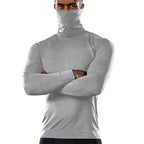 Herren funktionales Langarmshirt mit hohem Kragen und feuchtigkeitsregulierendem Material R&B