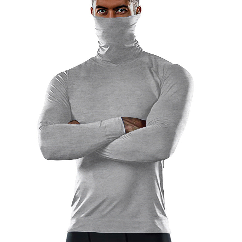 Herren funktionales Langarmshirt mit hohem Kragen und feuchtigkeitsregulierendem Material R&B