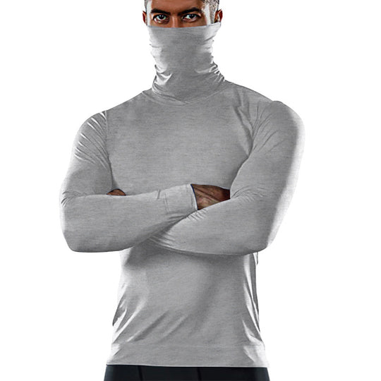 Herren funktionales Langarmshirt mit hohem Kragen und feuchtigkeitsregulierendem Material R&B