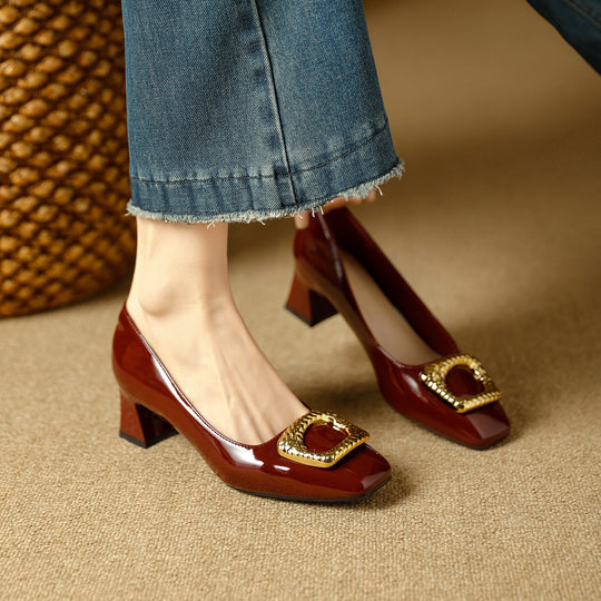 Damen Elegante Blockabsatz-Ballerinas mit funkelndem Schmuckdetail R&B