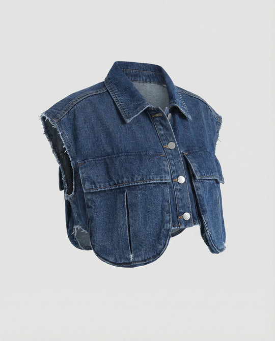 Damen lässige Blusenjacke im angesagten Utility-Stil mit großen Taschen und kurzen Ärmeln R&B