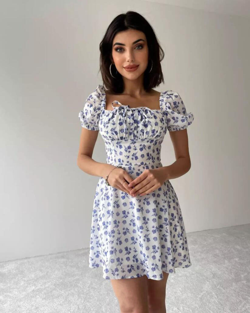 Damen romantisches Blumenkleid R&B