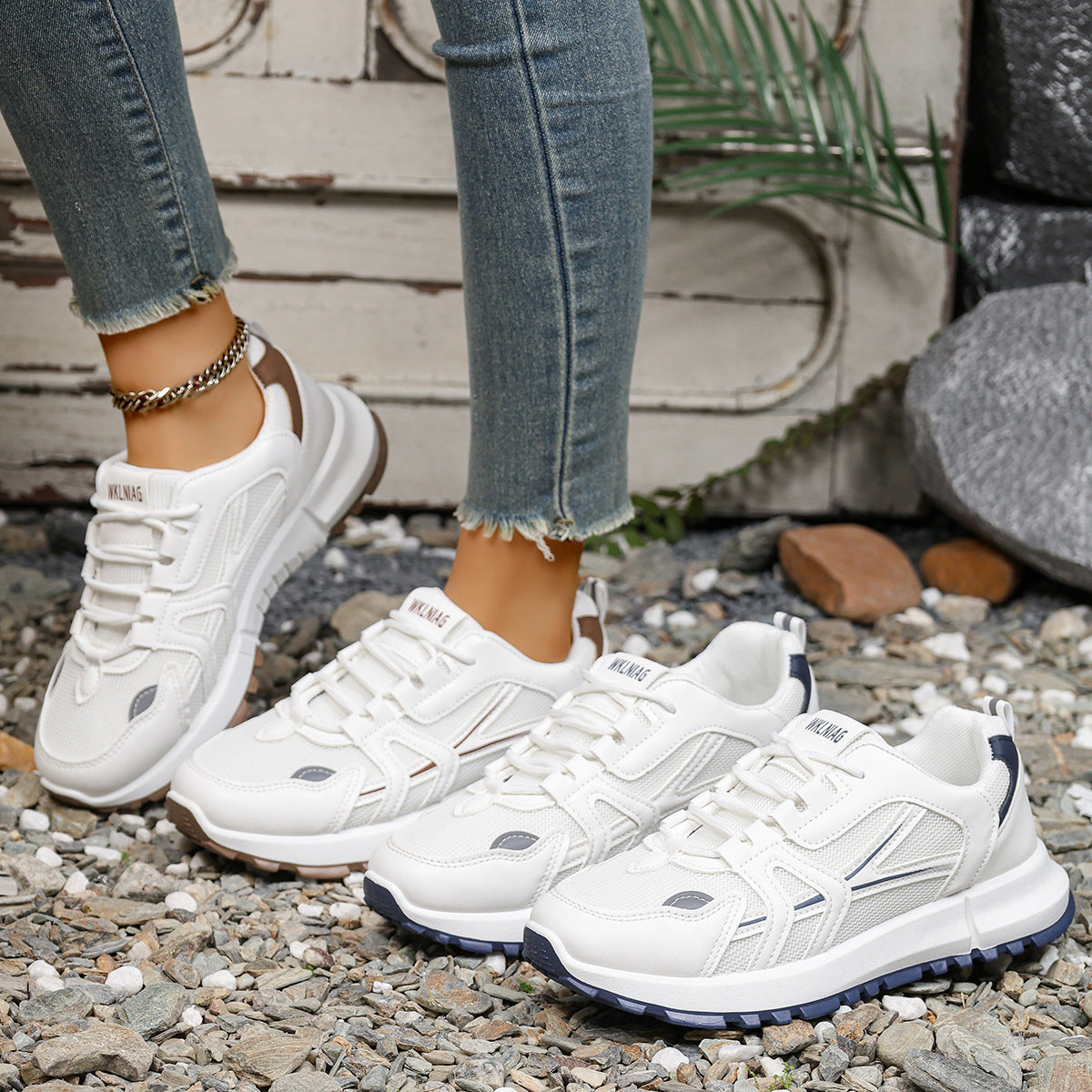 Damen Sportliche Sneaker mit atmungsaktivem Mesh-Obermaterial und rutschfester Sohle R&B