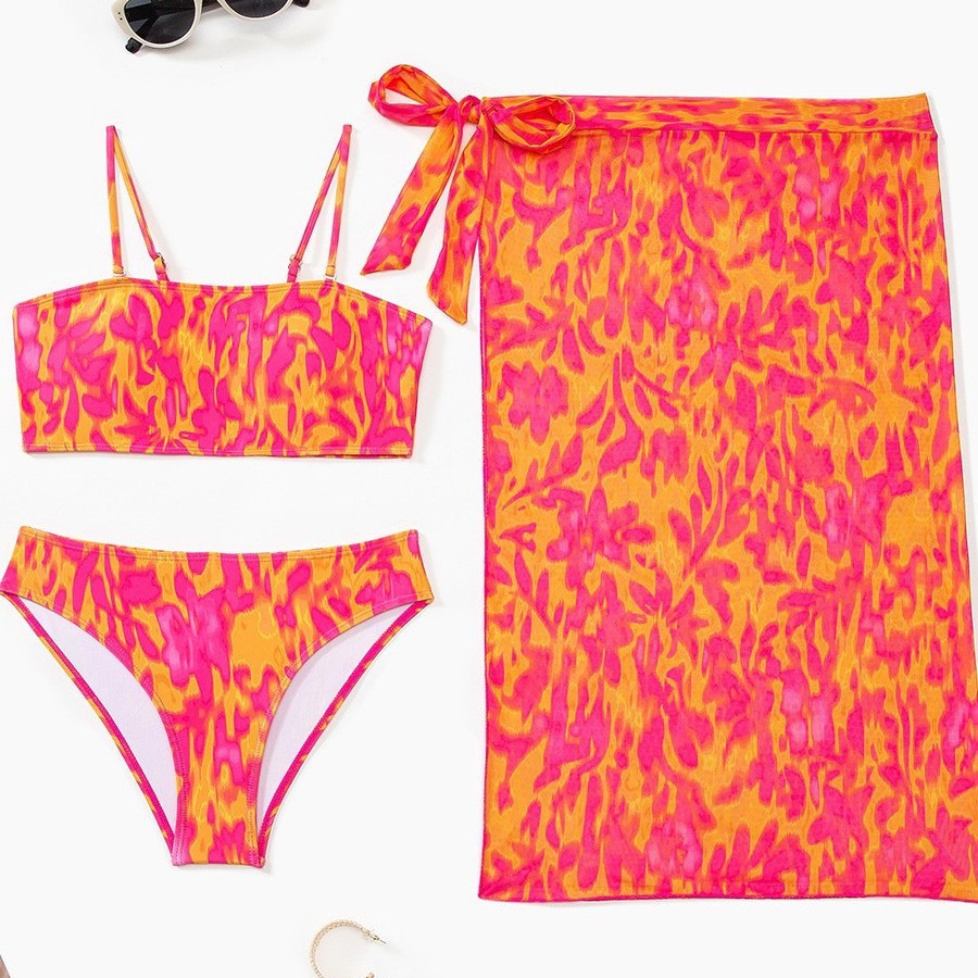 Damen Zweiteiliges Badeanzug-Set mit farbenfrohem Blumenmuster R&B