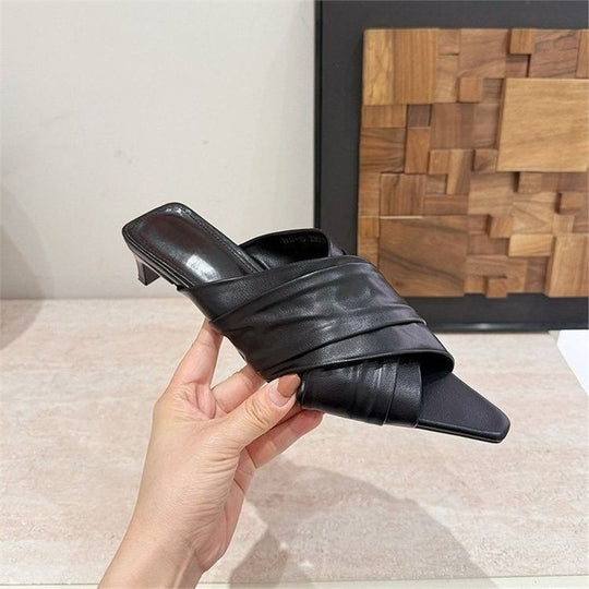 Damen elegante Mules mit geschwungenem Riemendetail R&B