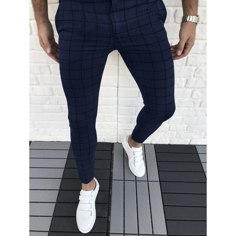 Herren Karierte Anzughose im Slim Fit Stil R&B