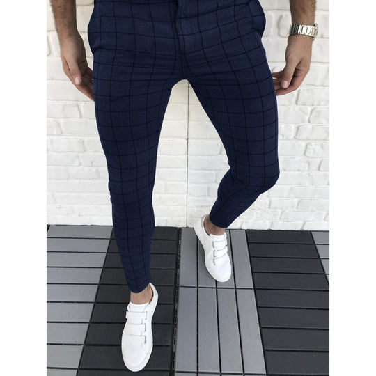 Herren Karierte Anzughose im Slim Fit Stil R&B