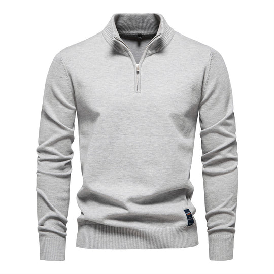 Herren Pullover mit kurzem Reißverschluss und modischem Stehkragen R&B