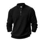 Herren nan Waffelstruktur-Halbzip-Pullover mit Stehkragen und dezenten Eingrifftaschen R&B