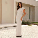 Damen Maxikleid mit strukturiertem Strickmuster und leichtem Gewicht R&B